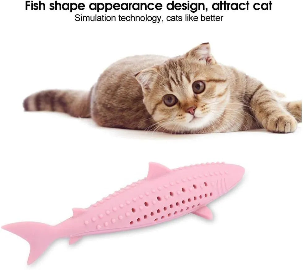 Green pink purple silicone cat fish chew toy with dolphin shape and breathable side holes