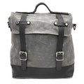 Waterproof canvas motorcycle side pannier pack with cowhide top layer in black colour