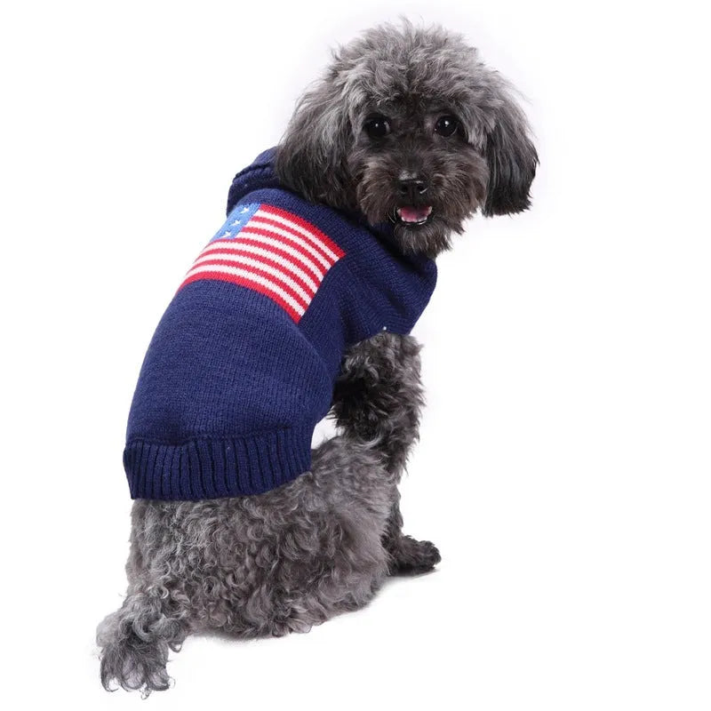 Blue acrylic dog clothes for Golden Retriever Teddy, sizes XXS to XXL