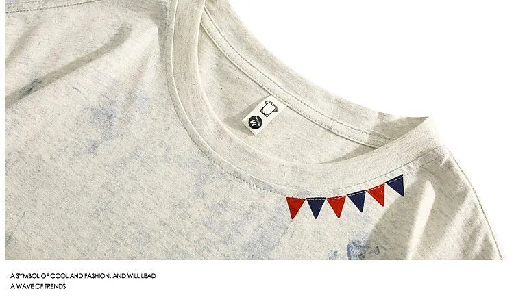 Grey loose fit short sleeve T-shirt with full coverage tie dye paint printing pattern