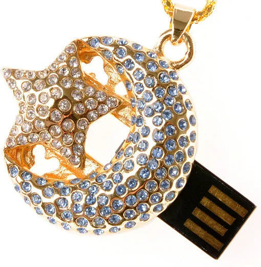Silver metal Jewellery Xingyue creative design USB flash drive.