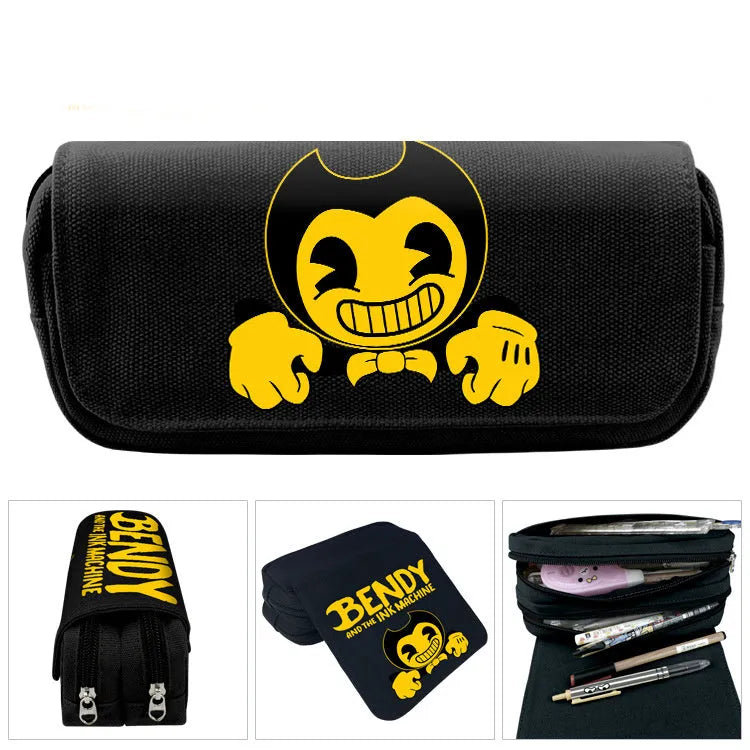 Canvas cartoon printed pencil case 20x9x6.5 cm for students and anime fans