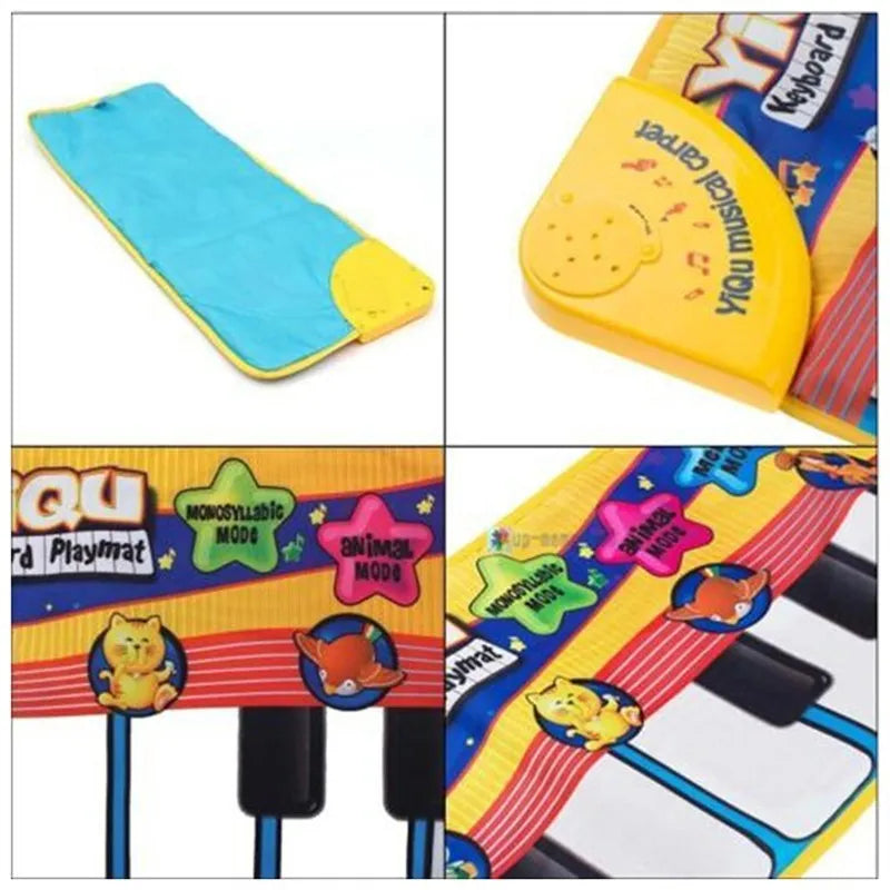 Musical piano placket baby play mat with colourful shapes and kick and play melody function