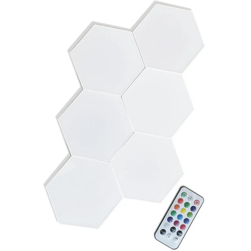 British Creative Helios touch wall lamp with hexagonal modular assembly and plastic shade, 103 by 90 by 30 mm