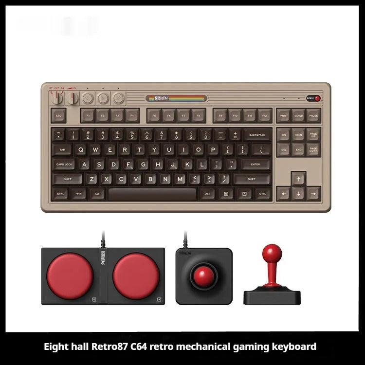 Retro C64 style wireless mechanical keyboard with Bluetooth connectivity