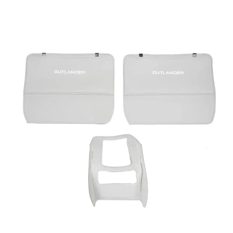 Set of three leather anti-kick pads for 2023 Outlander seat armrest and door card protection.
