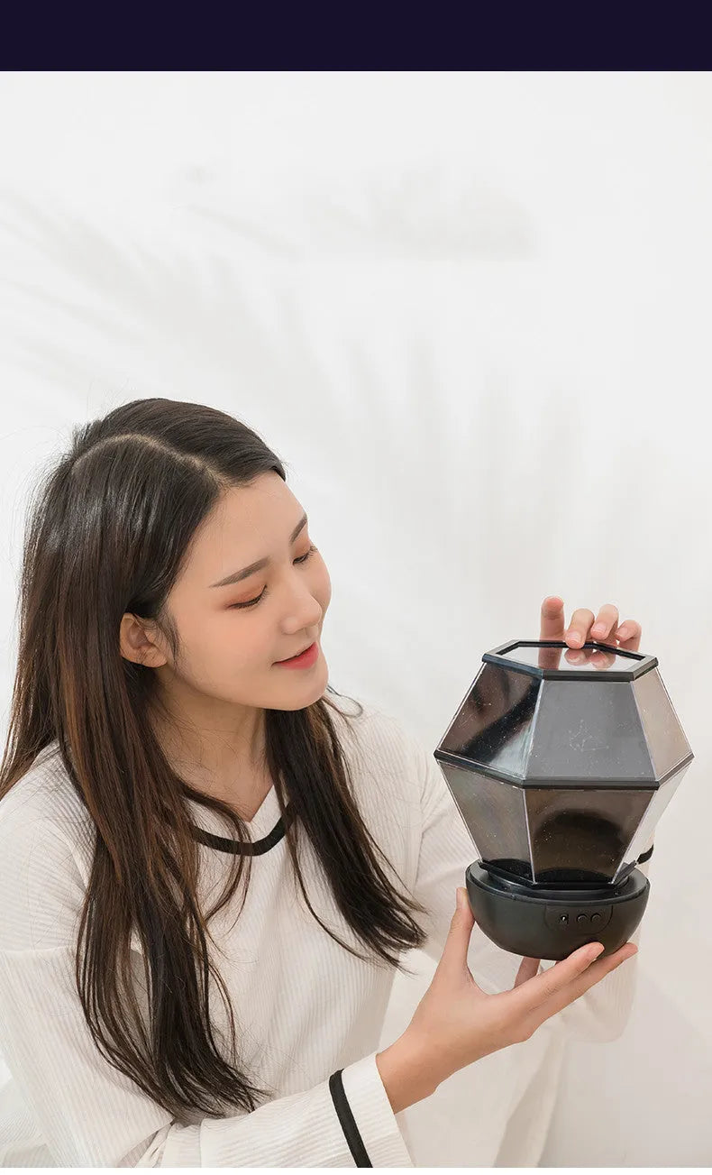 Children's rotating stars LED night light with starlight projection and 3 colour modes