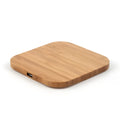 Square brown bamboo wood wireless charger with Qi 5W charging capability