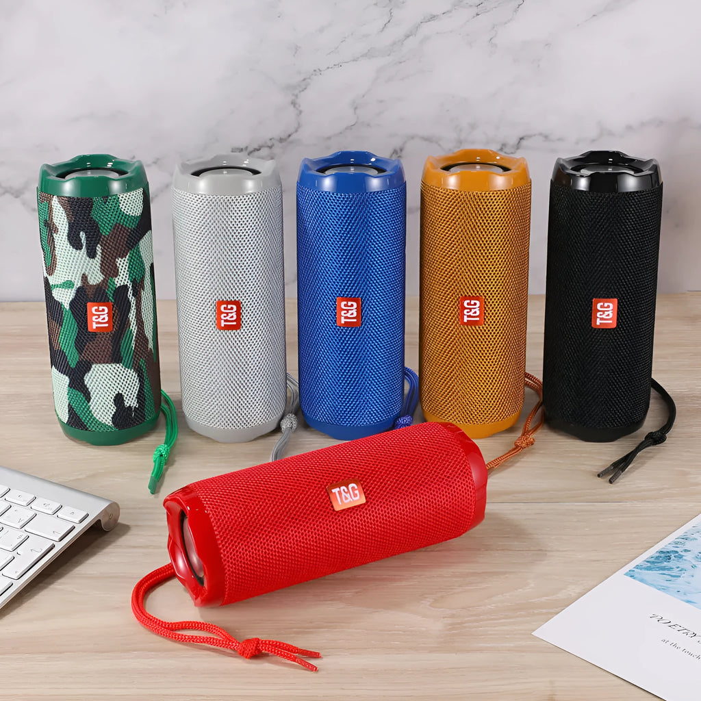 Fabric portable Bluetooth speaker with card holder pocket in multiple colour options