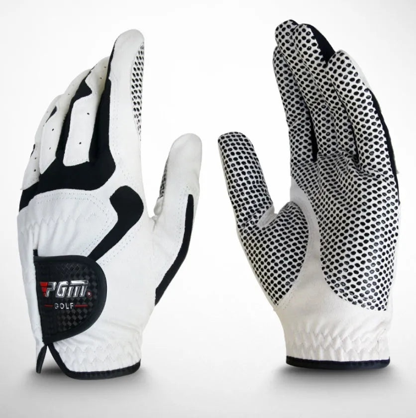 Golf microfiber split finger gloves with anti-skid grip in blue colour