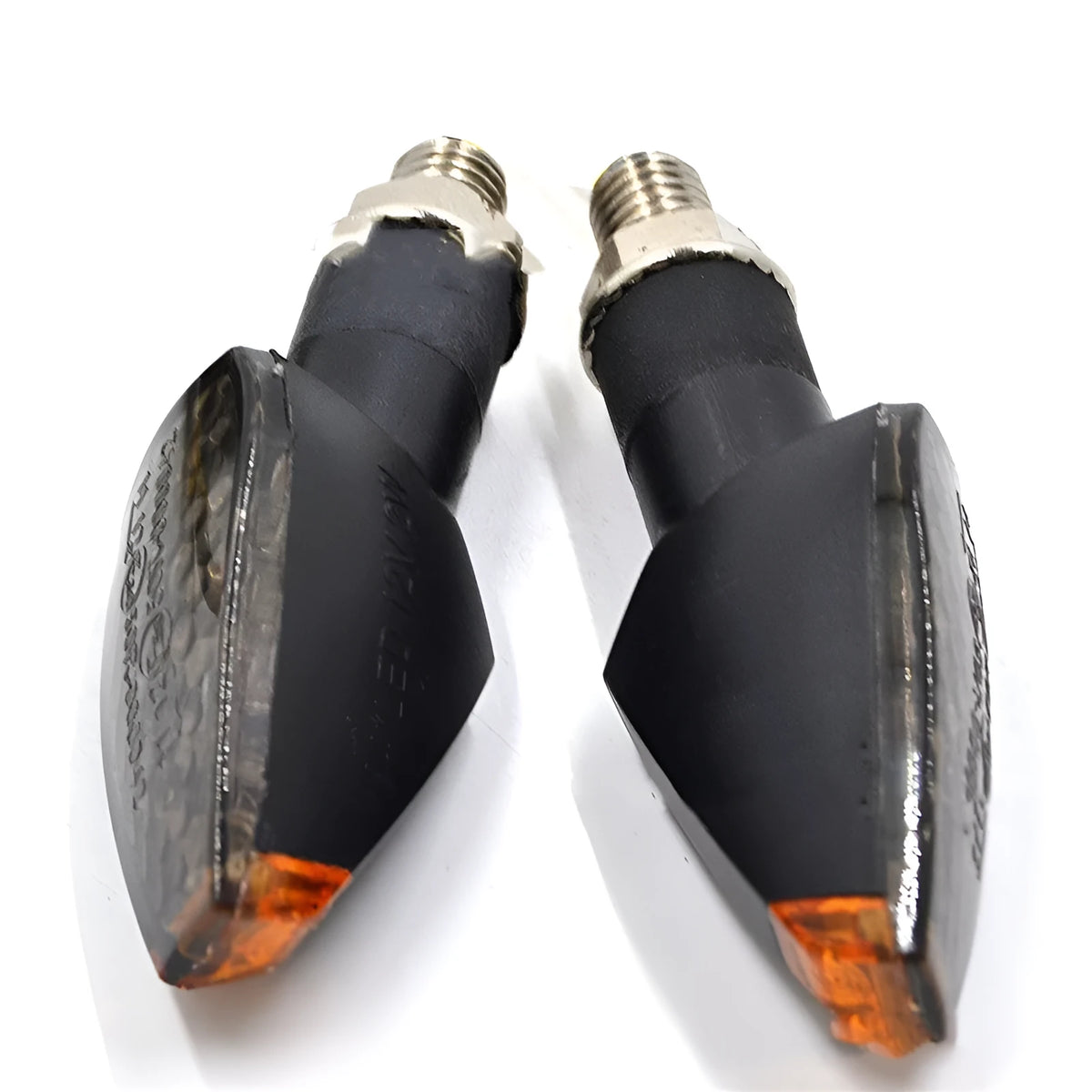 Motorcycle turn signal with 14 LEDs black smoked shell and amber yellow lens