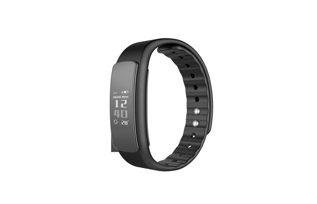 I6 smart sports bracelet with 0.96 inch screen showing health data on wrist