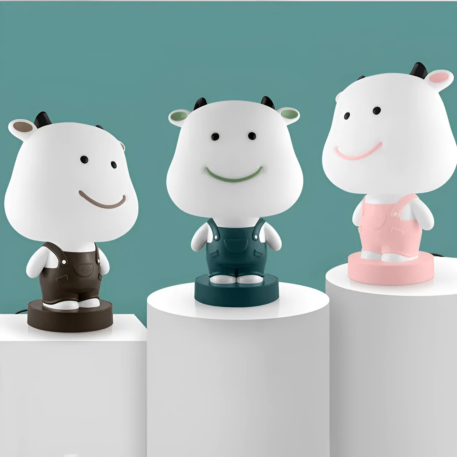 Cartoon animal table lamp with LED light in bear, cattle, rabbit, or tiger designs