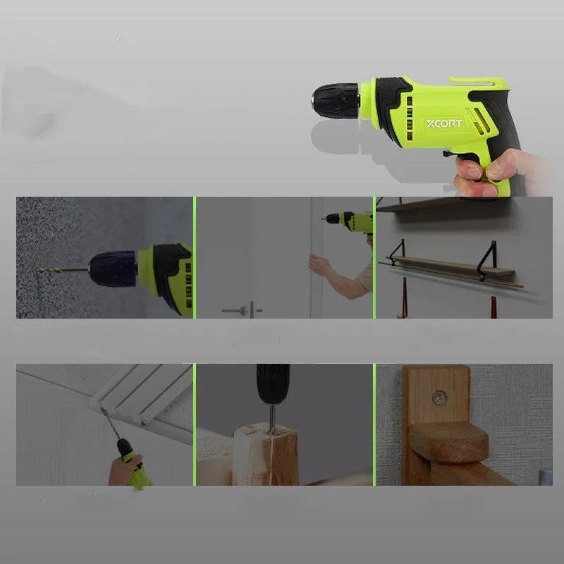 Pistol grip electric drill with 450W motor and 10mm chuck for wood and metal drilling