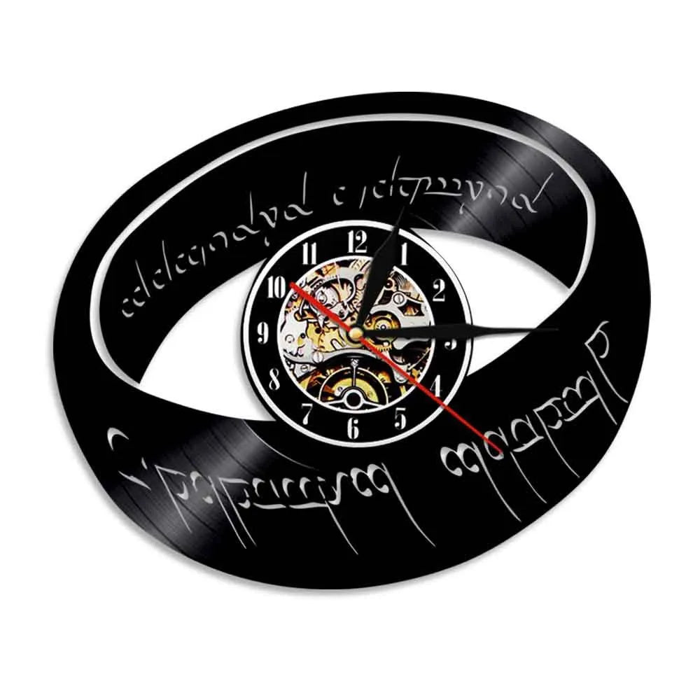 12 inch decorative wall clock with vinyl record dial in black, modern simple style