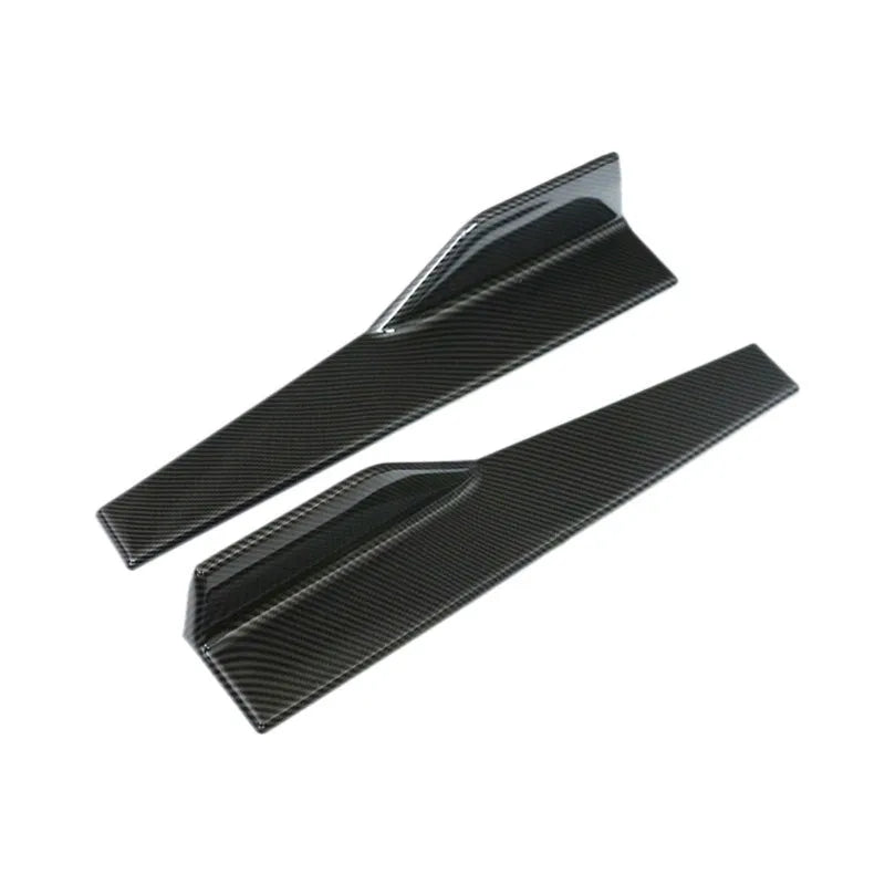 Black PU car side skirt with 3D carbon fiber pattern pair for universal fit