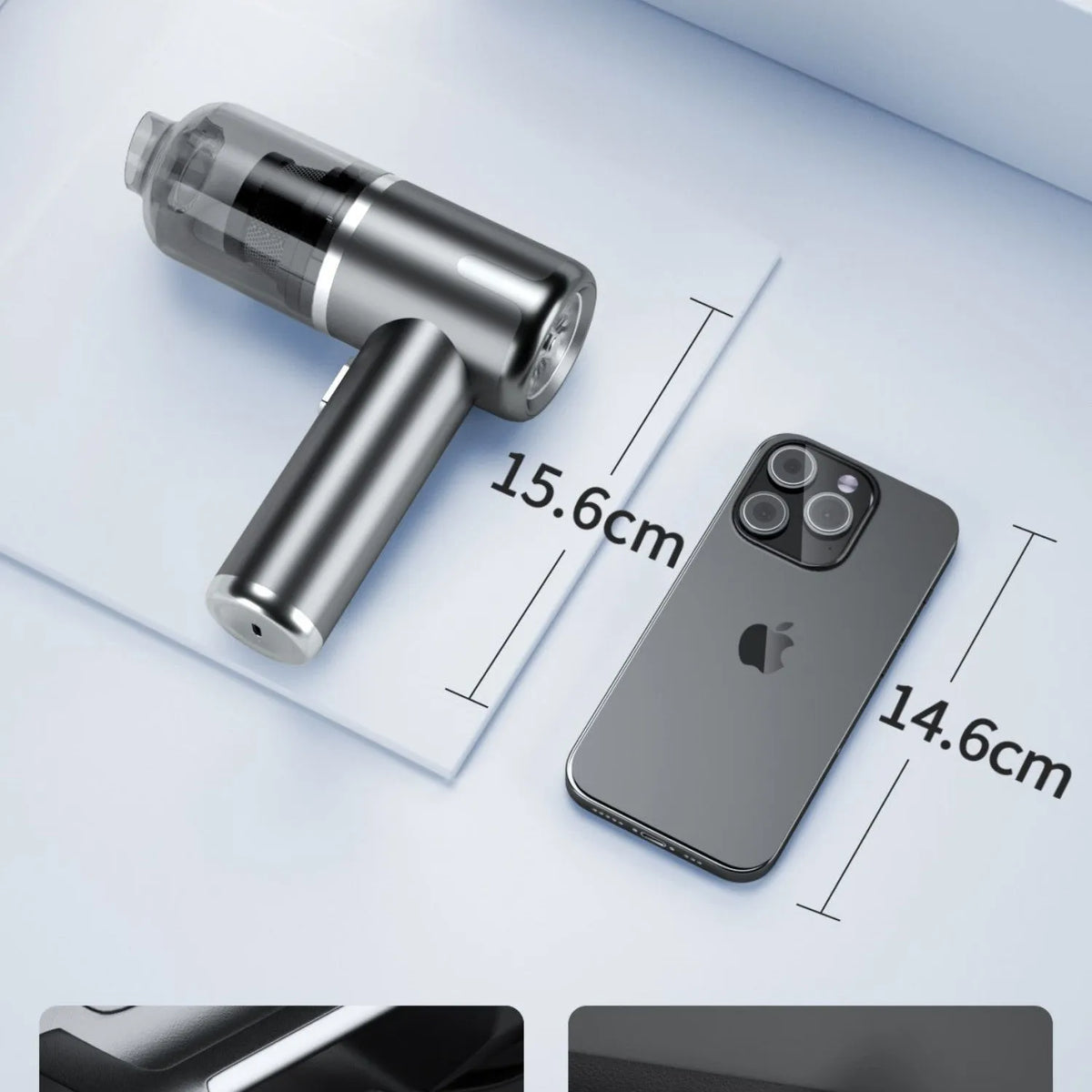 Handheld cordless vacuum cleaner with wireless charging dock and accessories for car cleaning