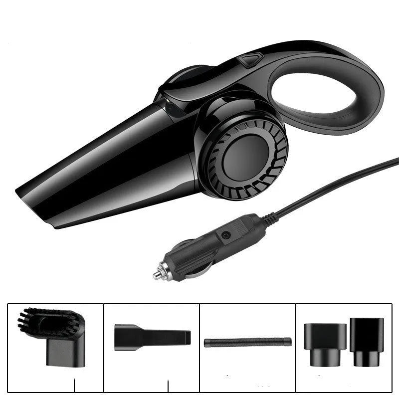 Portable handheld car vacuum cleaner cordless wet dry rechargeable in black with USB charging cable