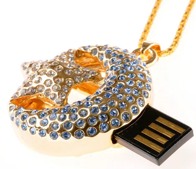 Silver metal Jewellery Xingyue creative design USB flash drive.