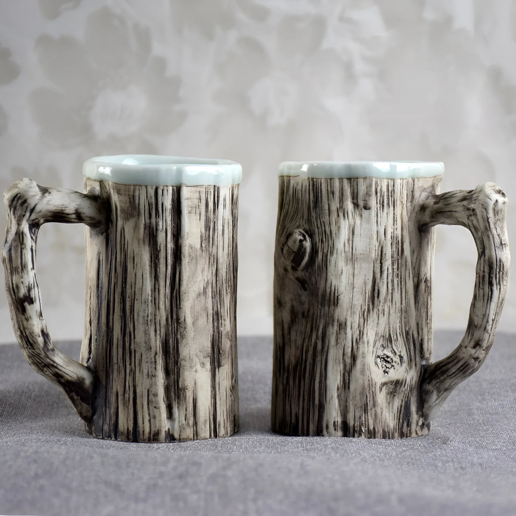 300ml porcelain hot bark mug with irregular shape and creative single-layer ceramic design