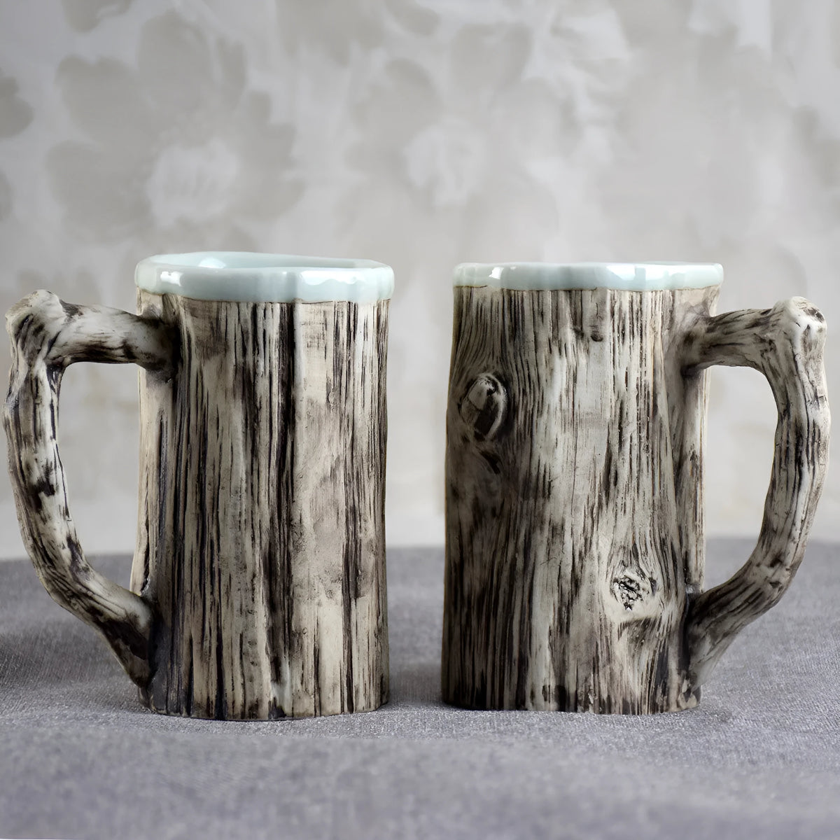 300ml porcelain hot bark mug with irregular shape and creative single-layer ceramic design