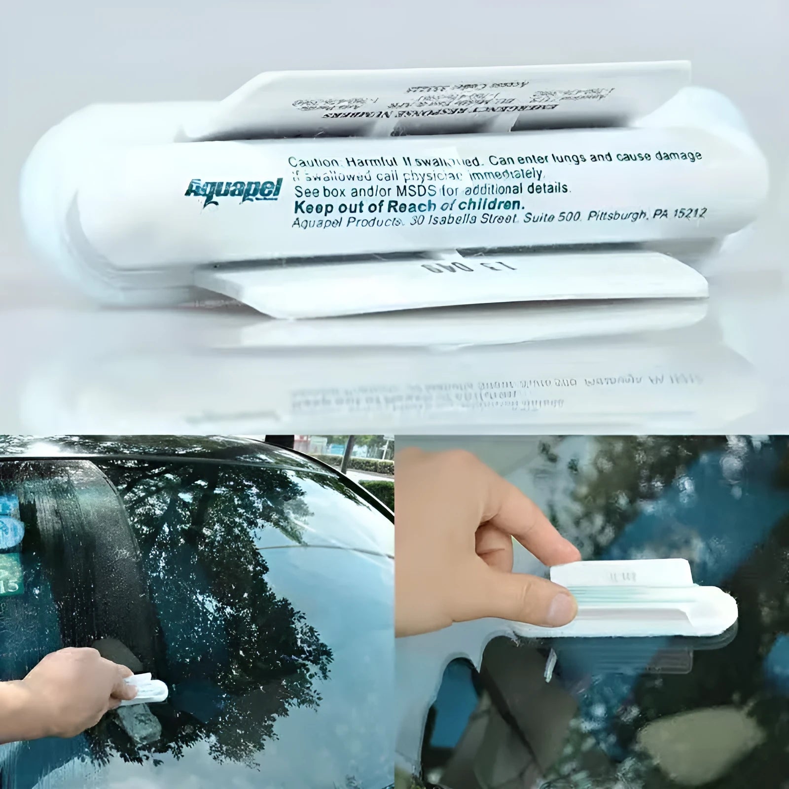 Blue universal car wiper cloth 11.5 cm for rain repellent windshield cleaning on white plastic handle