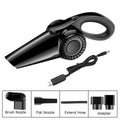 Portable handheld car vacuum cleaner cordless wet dry rechargeable in black with USB charging cable