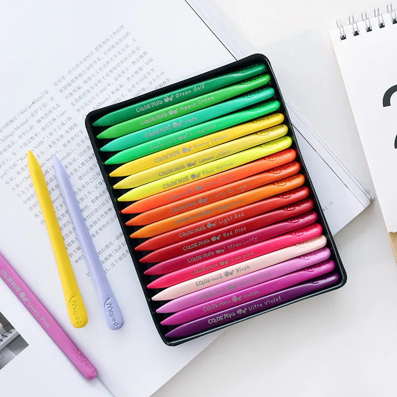 24 colour plastic crayons in a carton pack 128mm long