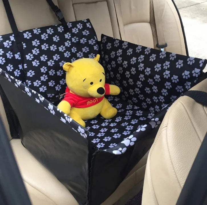 Waterproof dog car seat cover 130x150x55cm for rear double seats with safety belt and zipper access