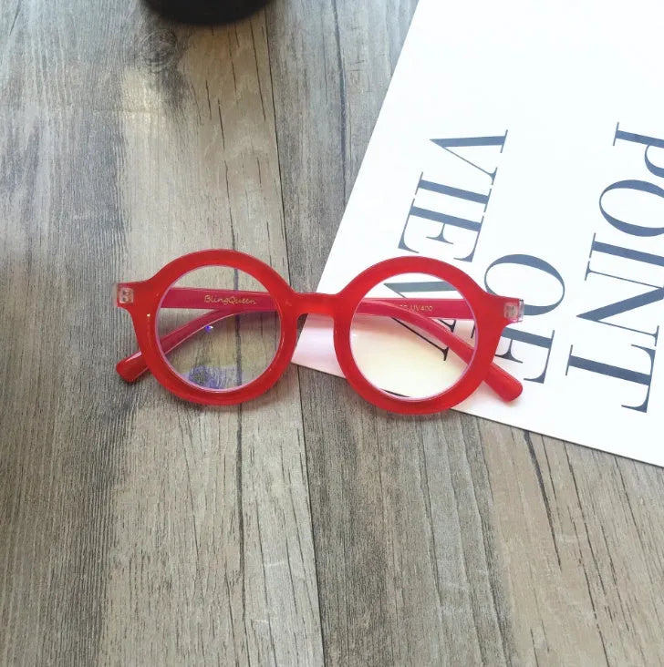 Retro round frame glasses in six colours with PC plastic frame and UV400 anti blue light lenses