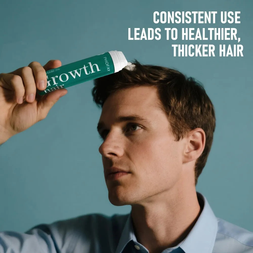 CH004 Minoxidil Anti-Hair Loss Mousse set box with three foam pieces for topical scalp treatment