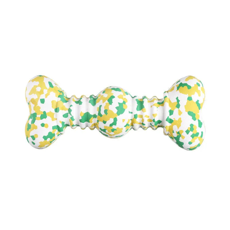 Natural rubber dog chew toy in camouflage colours for large breed aggressive chewers.