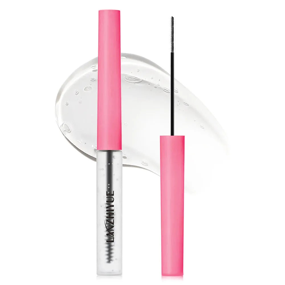White eyelash growth liquid with applicator brush for lash thickening