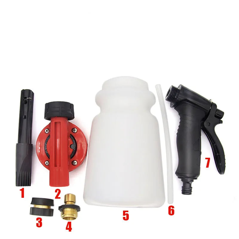 Foam pot high pressure water gun with adjustable spray control for garden watering