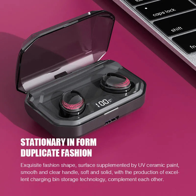 Black X10 Bluetooth wireless headset and charging case with 3000mAh battery capacity.