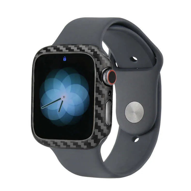 Apple Watch Series 4 carbon fibre protective case in bright black or matt black, 44mm ultra-thin half wrap design