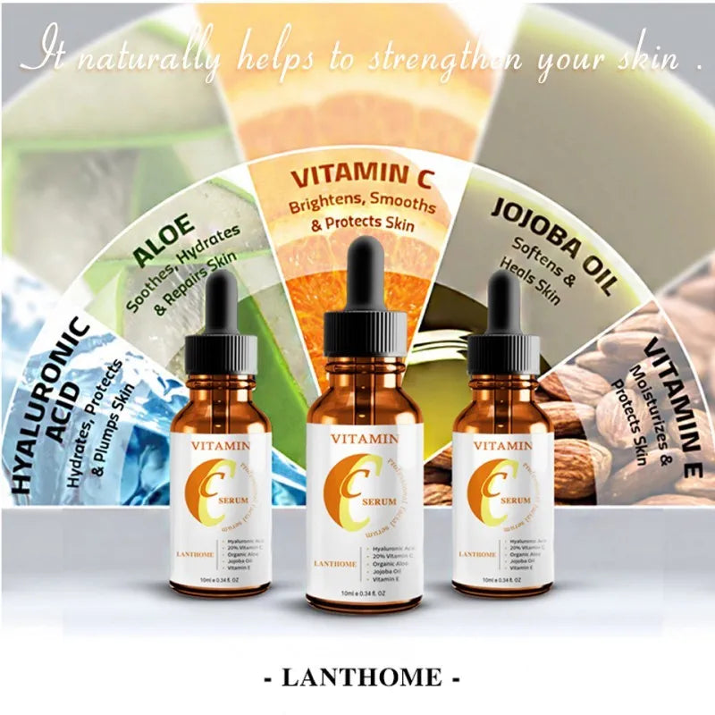 Vitamin C hyaluronic acid facial serum in 10ml container for skin brightening and moisturising