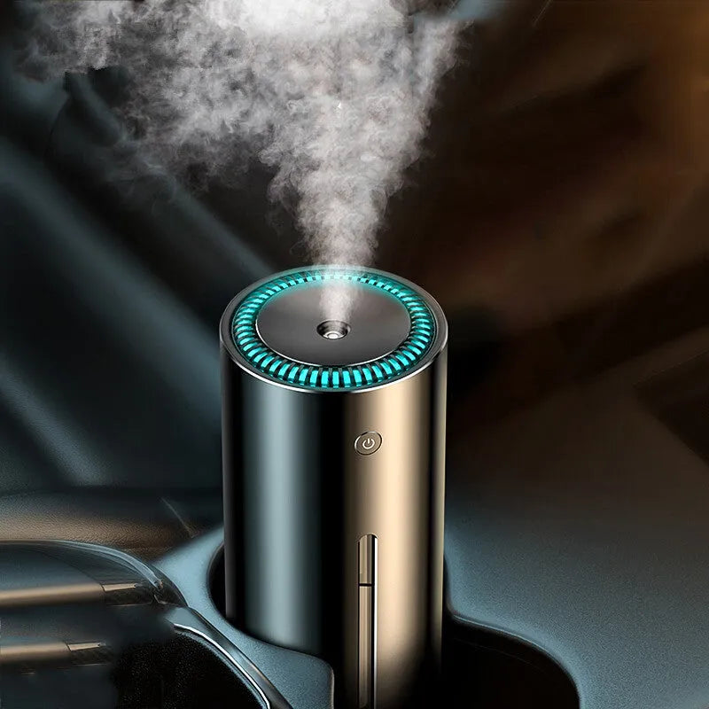 Black car diffuser humidifier with aluminium alloy body and USB power connection for air purification