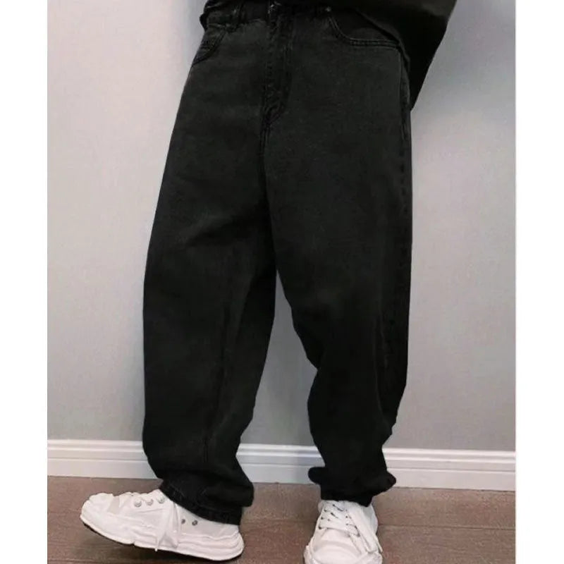 Men's non-elastic button waist casual jeans in denim cotton, high waist, blue colour, side view