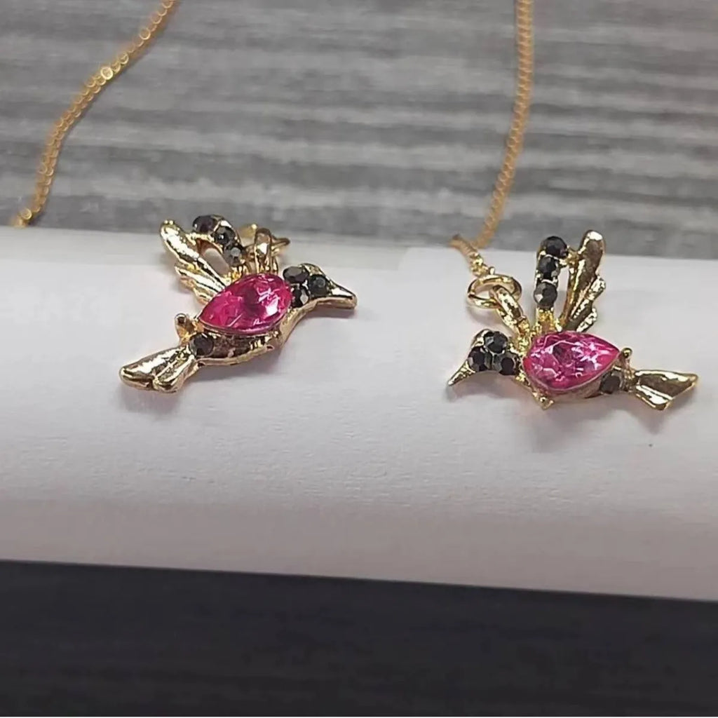 Women's long style bird hanging dangle earrings with mixed zirconium wing details in alloy construction