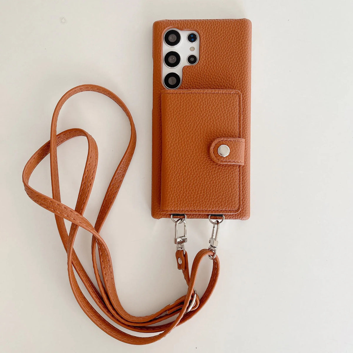Samsung S23 Ultra PC leather crossbody phone case with card slot in black colour