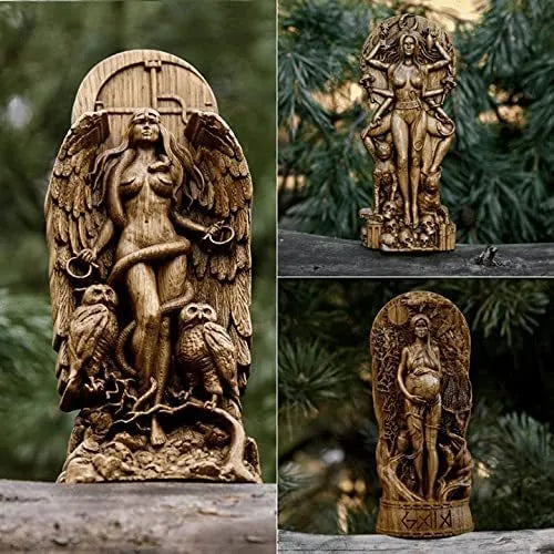 Resin Greek goddess statue figurine measuring 9cm by 3cm by 22cm in one of three colour options