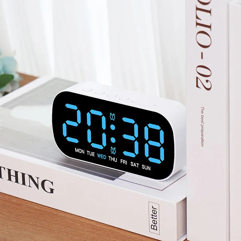 LED digital alarm clock with plastic shell, 10mm thick, in white colour option