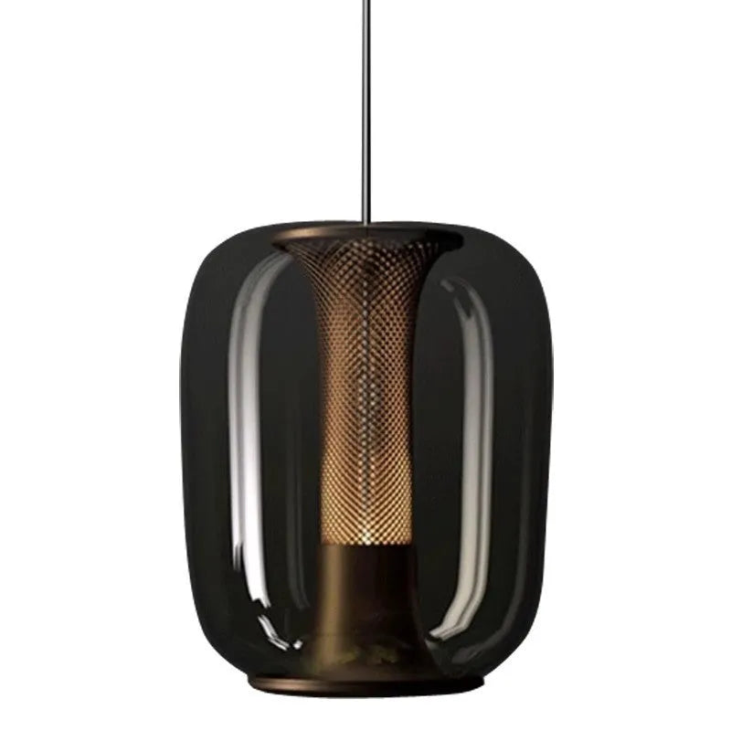 Minimalist spherical glass chandelier with 16cm diameter shade for ceiling mounting