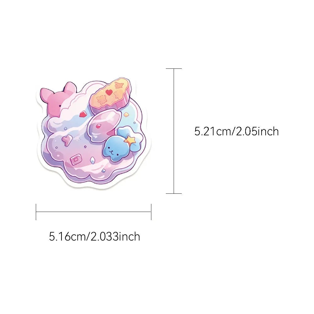 Fresh candy coloured waterproof stickers for hand account decoration measuring 4-7cm