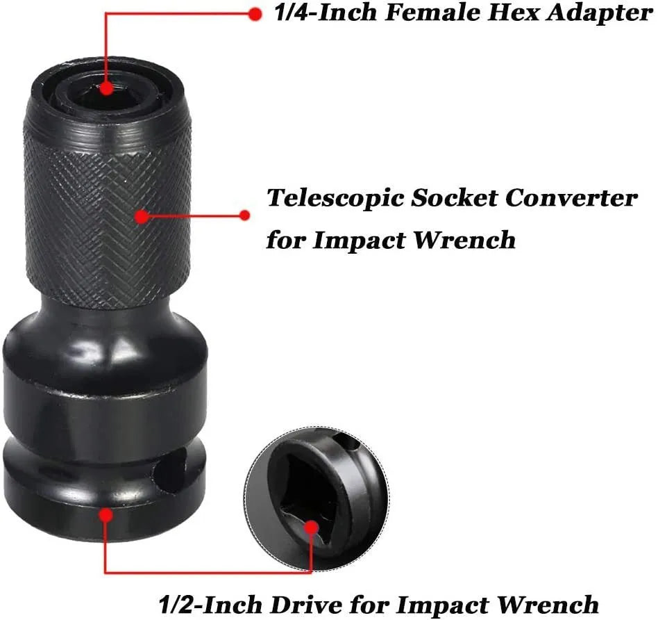 No. 45 steel 1/2 to 1/4 scaling bit holder with telescopic sleeve and O-ring bolt