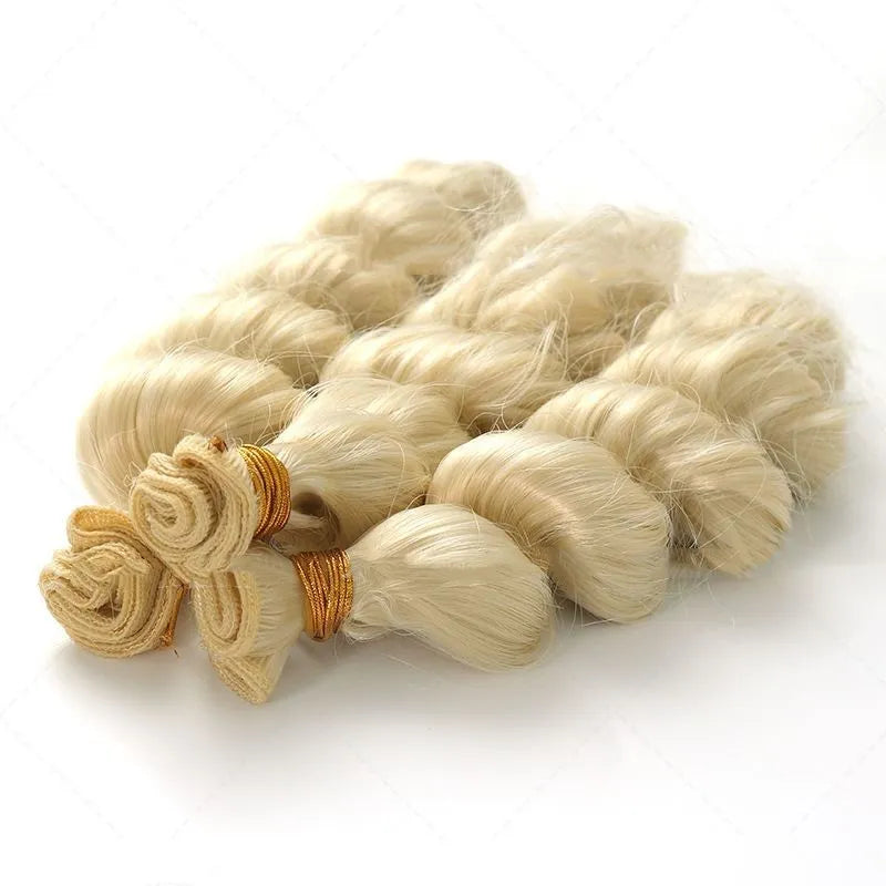 Golden blonde chemical fibre wig in three length options for women