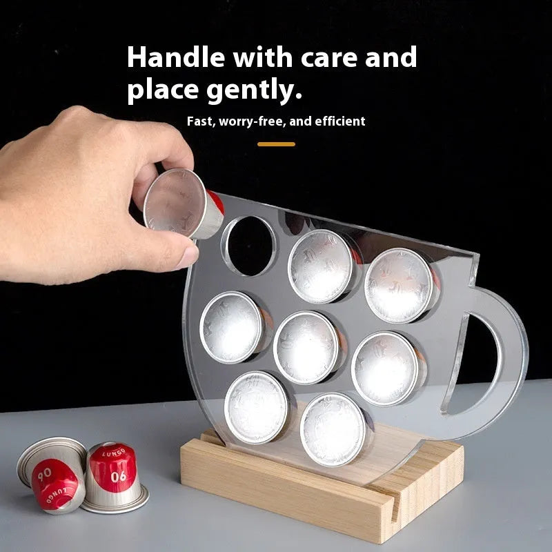 Rotatable acrylic coffee capsule storage rack in solid colour with pad glaze finish, S M L sizes