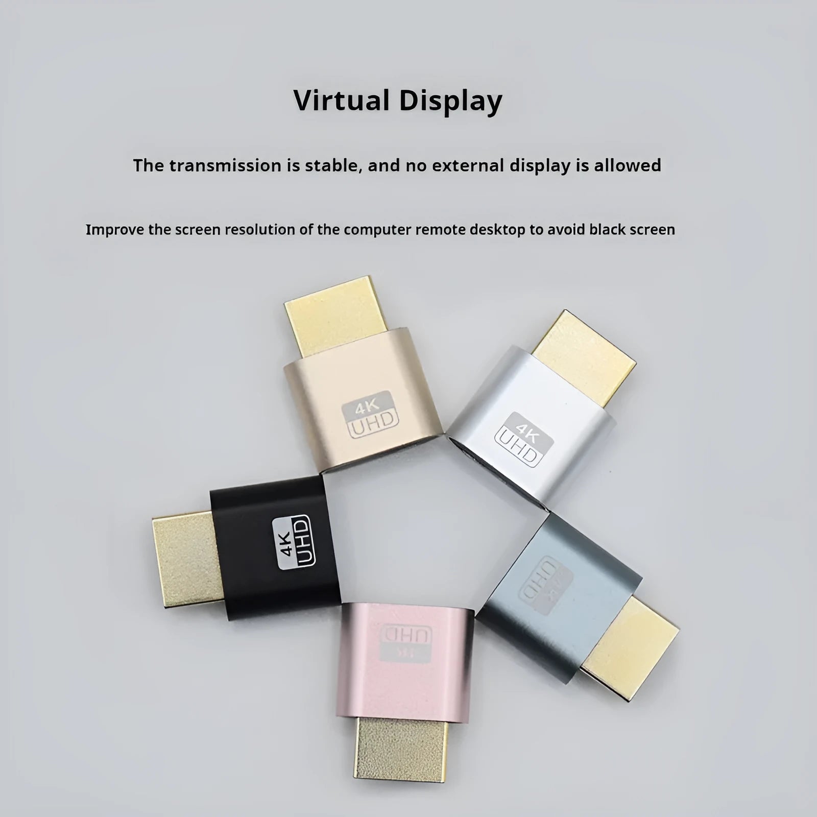 26.5mm graphics card HDMI virtual display adapter in metallic finish for GPU idle protection