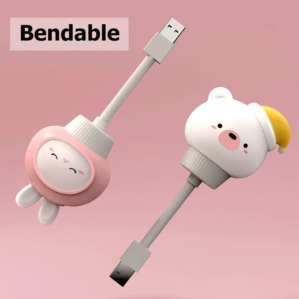 USB portable LED night light in cartoon bear, rabbit, duck or kitten design with remote control